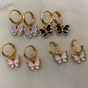 Handmade Gold Butterfly Huggie Earrings